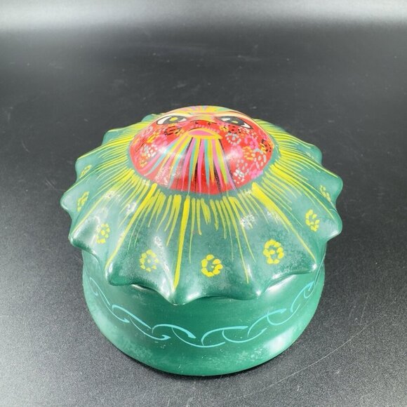 Mexican Pottery RedWare Trinket Dish Holder Container Sun Shaped Isidoro Signed - Picture 15 of 15